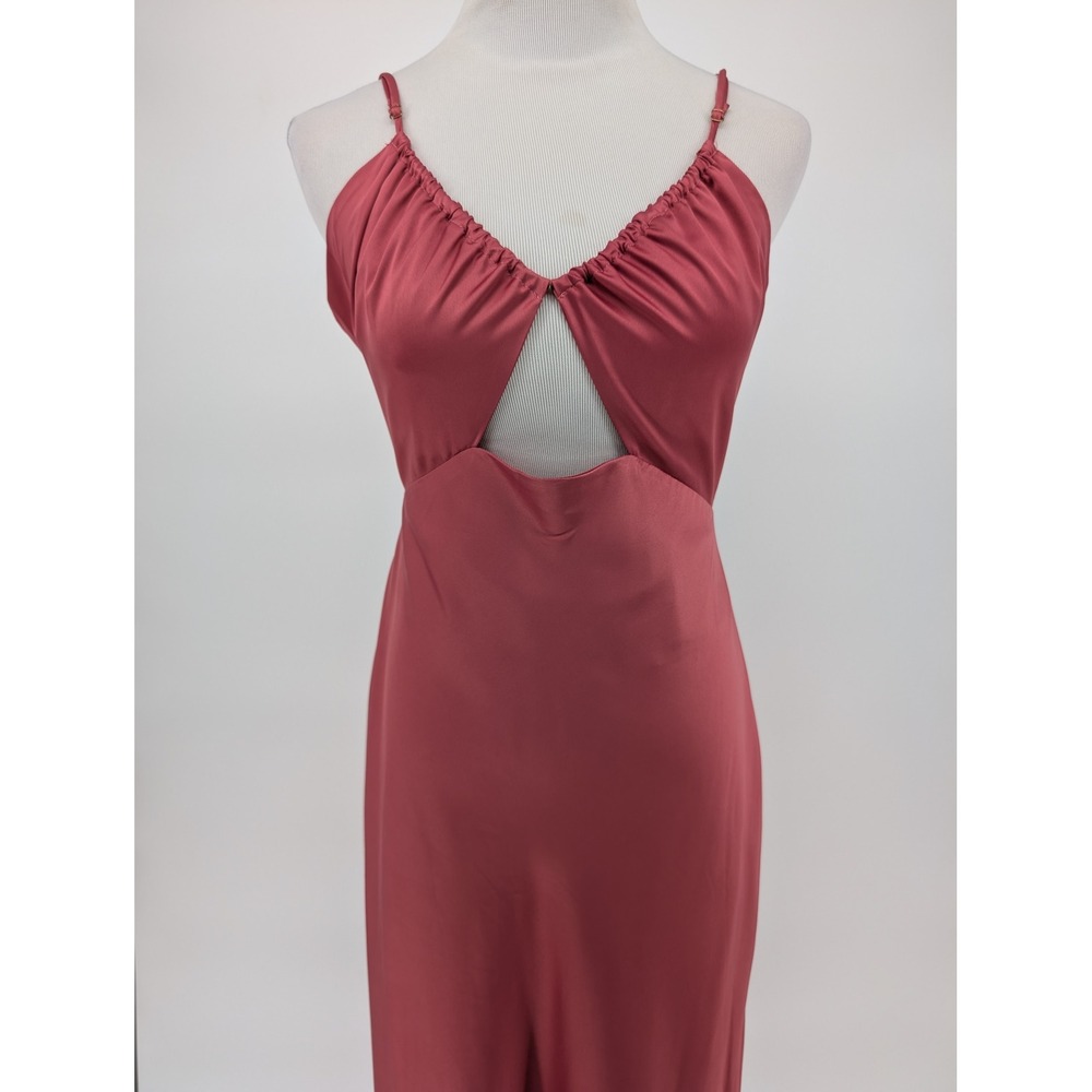 Petal + Pup‎ Poppy Cut Out Midi Slip Dress M Rose Pink Satin Wedding Cocktail - Picture 7 of 15